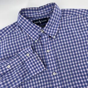 Polo Ralph Lauren L/S‎ Oxford Button Front Shirt Mens L Blue Gingham Plaid?